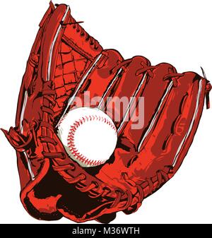 Brown baseball glove and ball Stock Vector