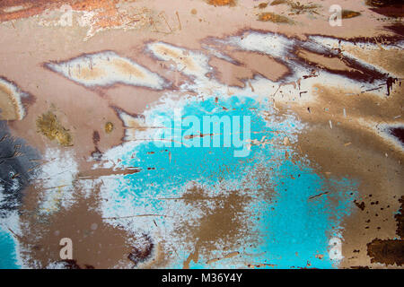 colorful horizontal abstract background of faded and rusted car door detail Stock Photo