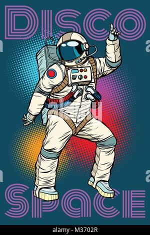 Astronaut dancing disco funny. Pop art retro comic book vector cartoon hand drawn illustration Stock Vector
