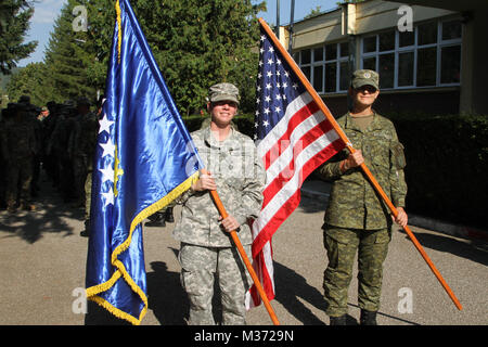 Members of the Iowa National Guard (IANG) travel to Kosovo to take part in the Iowa & Kosovo State Partnership Program.  From September 12th to September 14th, 2016, IANG soldiers and airmen fostered relationships with members of the Kosovo Security Forces (KSF), and toured the capital city, Pristina, and surrounding areas to learn about the country's history, the Kosovo War, and the road to its independence.  (Iowa National Guard photo by Tech. Sgt. Linda K. Burger)(Released) Iowa National Guard soldiers and airmen foster relationships for ongoing success of Iowa & Kosovo State Partnership Pr Stock Photo