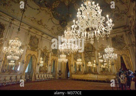 Europe, Italy, Latium, Rome, Rome, Palace of the Quirinale, built on the hill of the same name, former residence of the Popes, is the residence of the President of the Italian Republic. Mirror Hall Stock Photo