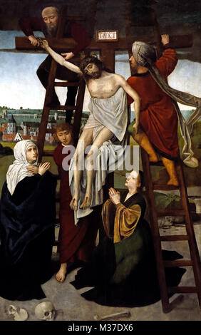 Triptych of the Descent from the Cross 1518 16th-century, Gerard David, 1460 - 1523 ,Flemish Belgian Belgium Stock Photo