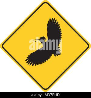 hoopoe silhouette animal traffic sign yellow  vector illustration Stock Vector
