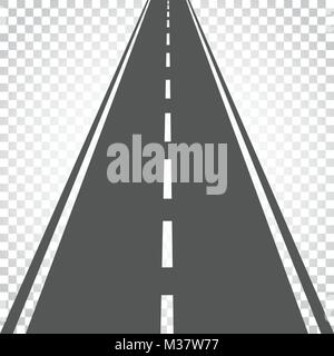 Straight road with white markings vector illustration. Highway road icon. Business concept simple flat pictogram on isolated background. Stock Vector