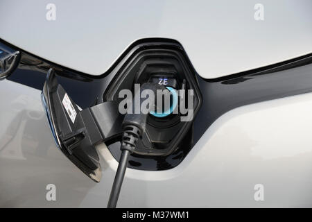 Renault ZE electric car charging station Stock Photo