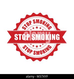 Stop smoking grunge rubber stamp. Vector illustration on white background. Business concept no smoke stamp pictogram. Stock Vector