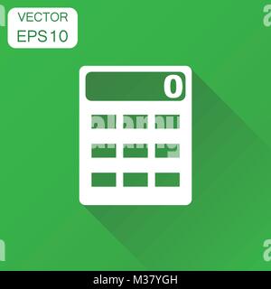 Сalculator icon. Business concept сalculator pictogram. Vector illustration on green background with long shadow. Stock Vector
