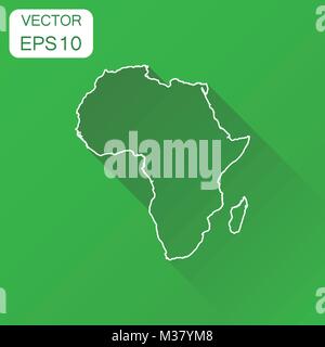 Africa linear map icon. Business cartography concept outline Africa pictogram. Vector illustration on green background with long shadow. Stock Vector