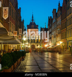 Gdansk, Poland - September 11 2016: Golden Gate and Prison Tower in the evening as seen from Long Lane, historical city center (Srodmiescie), Gdansk Stock Photo