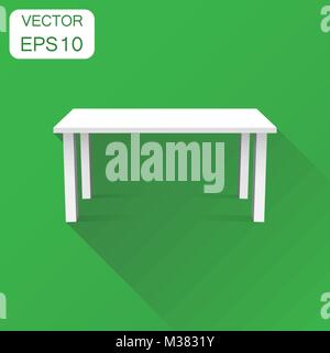 Vector 3d table for object presentation icon. Business concept table pictogram. Vector illustration on green background with long shadow. Stock Vector