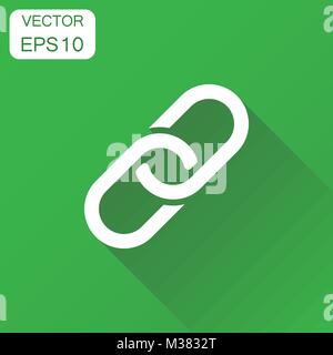 Chain connection icon. Business concept chain pictogram. Vector illustration on green background with long shadow. Stock Vector
