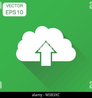Cloud icon. Business concept Internet download pictogram. Vector illustration on green background with long shadow. Stock Vector