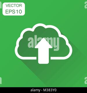 Cloud icon. Business concept Internet download pictogram. Vector illustration on green background with long shadow. Stock Vector