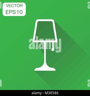 Lamp furniture icon. Business concept lamp pictogram. Vector illustration on green background with long shadow. Stock Vector
