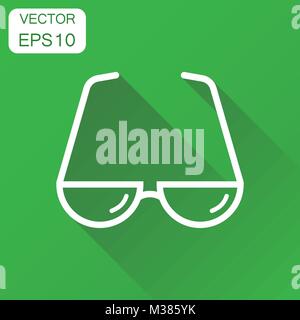 Sunglasses icon. Business concept eyewear pictogram. Vector illustration on green background with long shadow. Stock Vector
