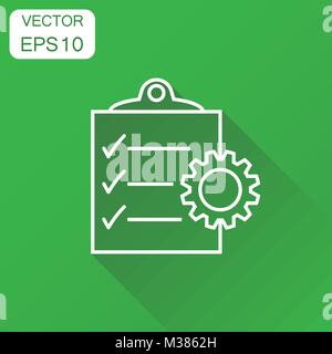 Document icon. Business concept project management pictogram. Vector illustration on green background with long shadow. Stock Vector