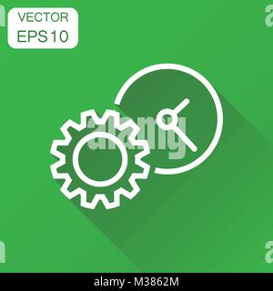 Document icon. Business concept project management pictogram. Vector illustration on green background with long shadow. Stock Vector