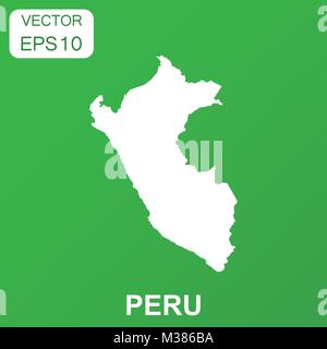 Peru map icon. Business concept Peru pictogram. Vector illustration on green background. Stock Vector