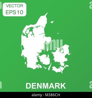 Denmark map icon. Business concept Denmark pictogram. Vector illustration on green background. Stock Vector