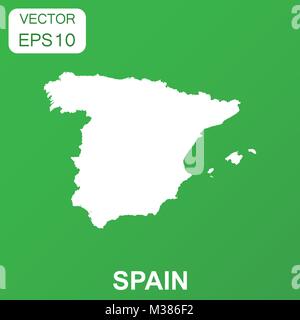Spain map icon. Business concept Spain pictogram. Vector illustration on green background. Stock Vector