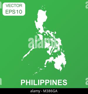 Philippines map icon. Business concept Philippines pictogram. Vector illustration on green background. Stock Vector