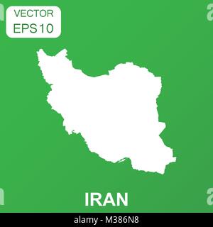Iran map icon. Business concept Iran pictogram. Vector illustration on green background. Stock Vector