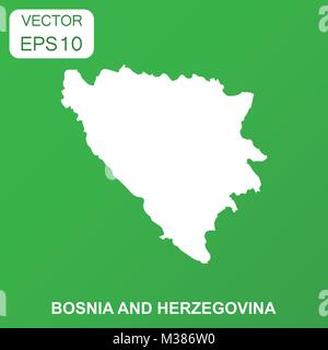 Bosnia and Herzegovina map icon. Business concept Bosnia and Herzegovina pictogram. Vector illustration on green background. Stock Vector