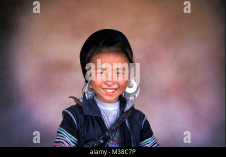 Vietnam. Sapa. Black Hmong hilltribe. Girl. Portrait. Stock Photo