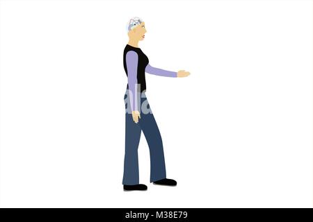 Illustration of human-like robot with glass brain, vector of woman-like robot walking and smiling/ autonomous artificial intelligence looking Stock Vector