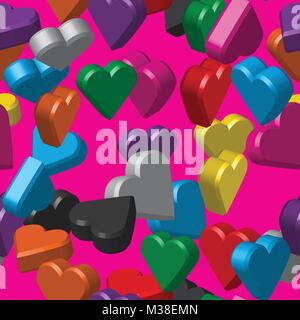 Color Hearts Seamless Pattern Stock Vector