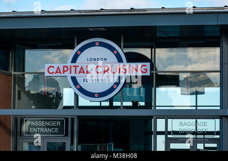 Port of Leith cruise liner terminal Capital Cruising passenger entrance, Leith Dock, Edinburgh, Scotland, UK Stock Photo
