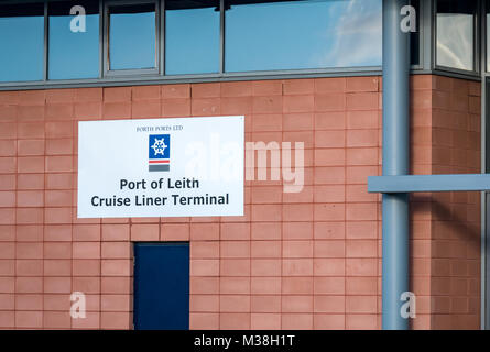 Port of Leith cruise liner terminal, Capital Cruising passenger entrance, Leith Dock, Edinburgh, Scotland, UK Stock Photo