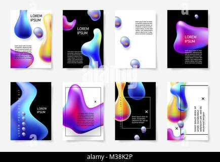 set of abstract bright colorful plasma drops shapes Stock Vector