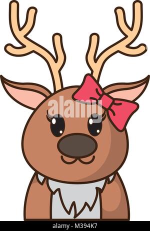 adorable female reindeer cute animal Stock Vector