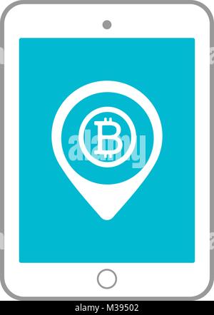 Bitcoin Tablet Circle Icon. Vector Illustration Flat Style Stock Vector