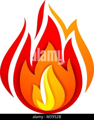 Fire flame, yellow red, vector illustration 10eps Stock Vector