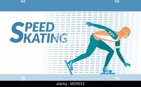 Winter sport - Speed skating. Stock Vector