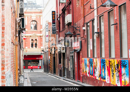 View of Waratah Place looking south onto Little bourke Street, Melbourne, Australia Stock Photo