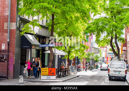 Little Bourke Street, or Chinatown, looking west from Spring Street, iMelbourne, Australia Stock Photo