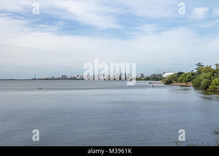 Porto Alegre Skyline and Guaiba River - Porto Alegre, Rio Grande do Sul, Brazil Stock Photo