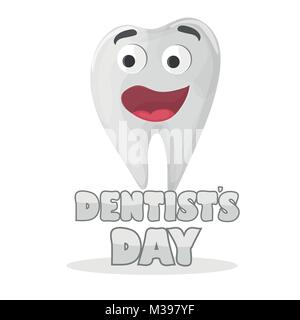 Card for International Dentist Day. Happy Tooth smiling Human health Stock Vector