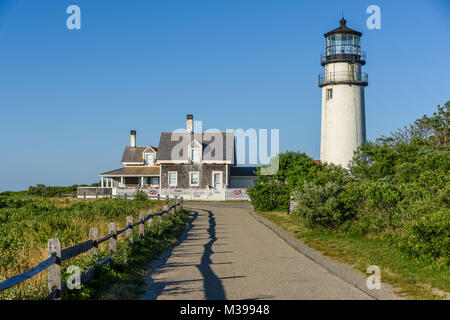 Highland Light in North Truro is an active lighthouse in the Cape Cod National Seashore Stock Photo