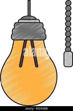 hanging lamp with light bulb with chain Stock Vector