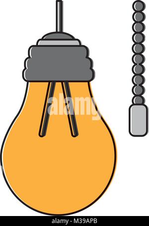 hanging lamp with light bulb with chain Stock Vector