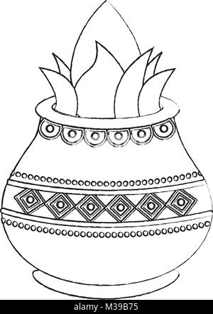 vessel with coconut leaves for hindu ritual purna kalasha Stock Vector ...