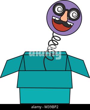 joke box emoticon smile silly glasses mustache funny Stock Vector