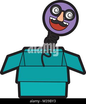 joke box emoticon smile silly glasses mustache funny Stock Vector