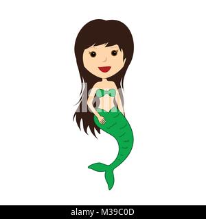 Cute Mermaid Vector Mascot Character Graphic Illustration Design Stock Vector