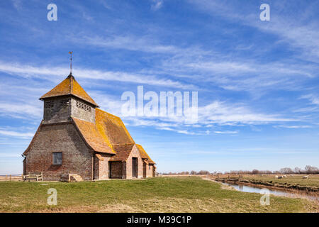 The 18th century Church of St Thomas A Becket at Fairfield, Romney Marsh, Kent, England, still in use today Stock Photo