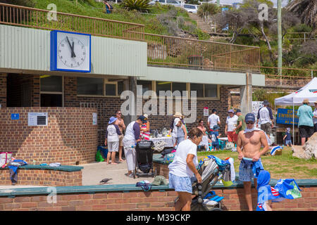 Swimming pool changing rooms and facilities at Bronte beach ocean pool, Sydney,Australia Stock Photo